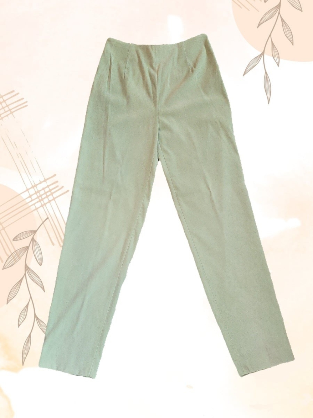 Vintage 80s Ntw Light Green High-Waist Straight Leg Pants